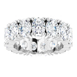 10K Gold Oval Natural Diamond Shared-Prong Eternity Band – 6x4 mm Stones - White Gold - view 3