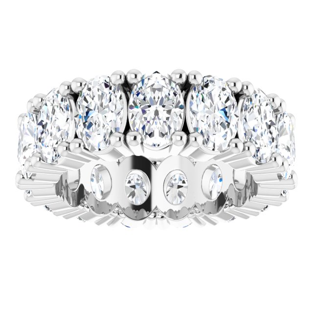 10K Gold Oval Lab-Grown Diamond Shared-Prong Eternity Band – 6x4 mm Stones - White Gold - view 3