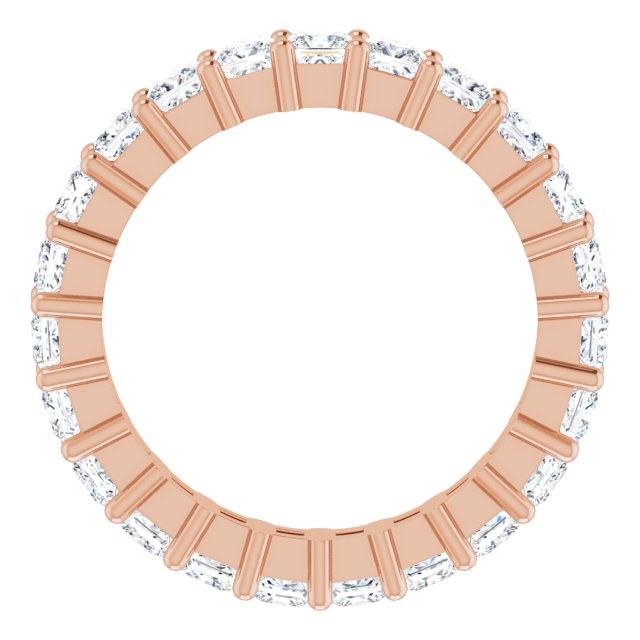 10K Gold Square Natural Diamond Shared-Prong Eternity Band – 2.5x2.5 mm Stones - Rose Gold - view 2