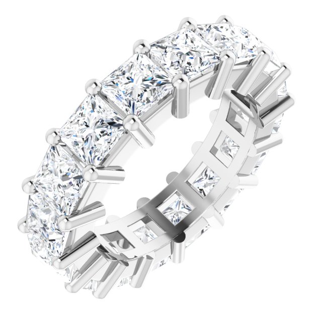14K Gold Square Lab-Grown Diamond Shared-Prong Eternity Band – 4x4 mm Stones - White Gold