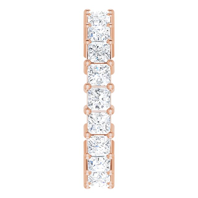 10K Gold Square Natural Diamond Shared-Prong Eternity Band – 2.75x2.75 mm Stones - Rose Gold - view 4