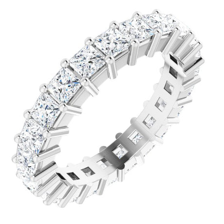 10K Gold Square Natural Diamond Shared-Prong Eternity Band – 2.5x2.5 mm Stones - White Gold
