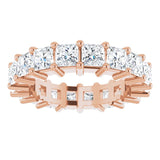 10K Gold Square Natural Diamond Shared-Prong Eternity Band – 3.25x3.25 mm Stones - Rose Gold - view 3