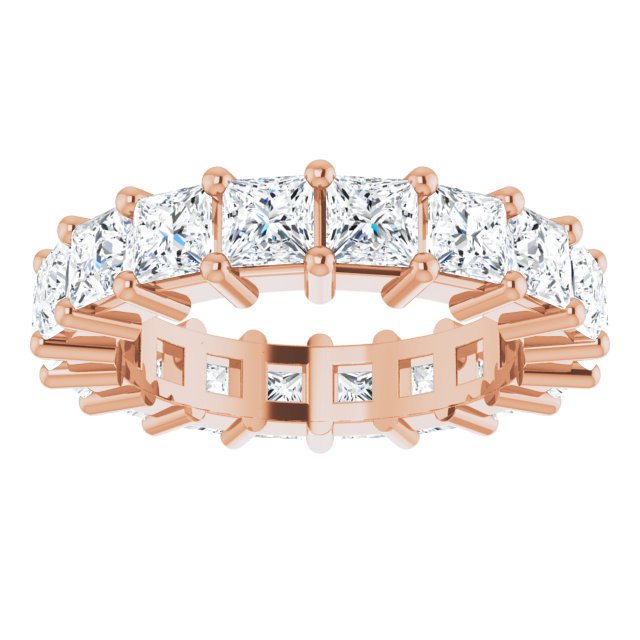 10K Gold Square Natural Diamond Shared-Prong Eternity Band – 3.25x3.25 mm Stones - Rose Gold - view 3