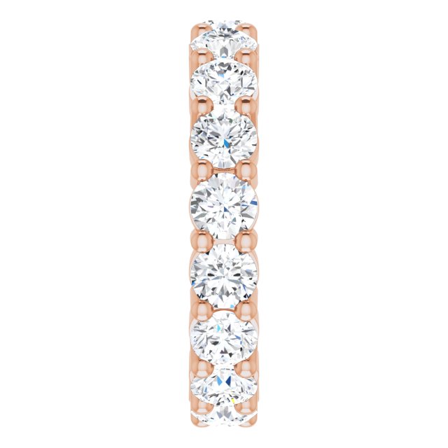 10K Gold Round Natural Diamond Shared-Prong Eternity Band – 3.5 mm Stones - Rose Gold - view 4