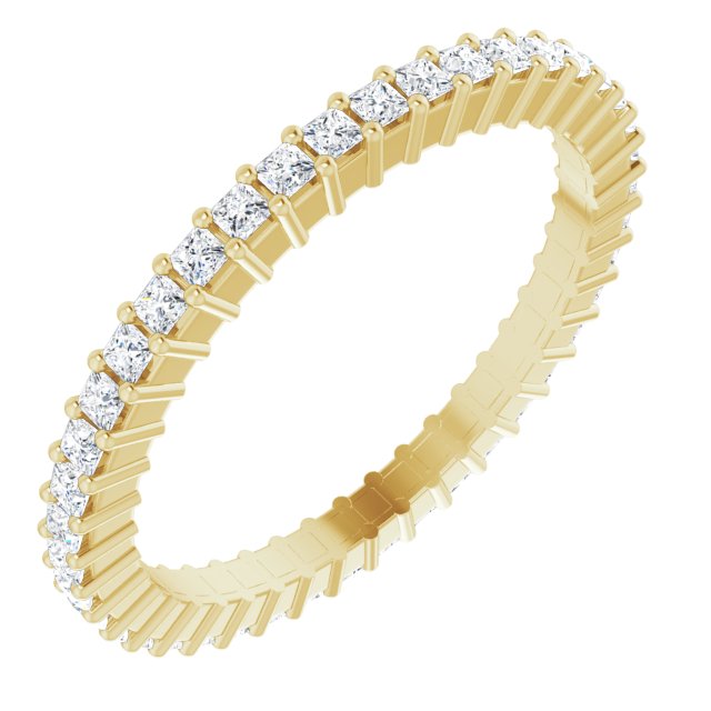 14K Gold Square Lab-Grown Diamond Shared-Prong Eternity Band – 1.25x1.25 mm Stones - Yellow Gold