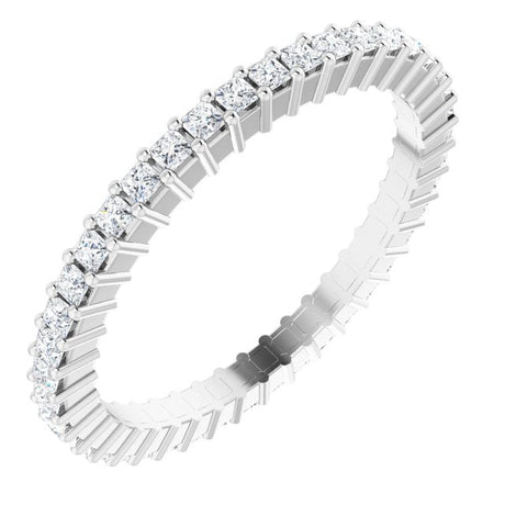 10K Gold Square Lab-Grown Diamond Shared-Prong Eternity Band – 1.25x1.25 mm Stones - White Gold