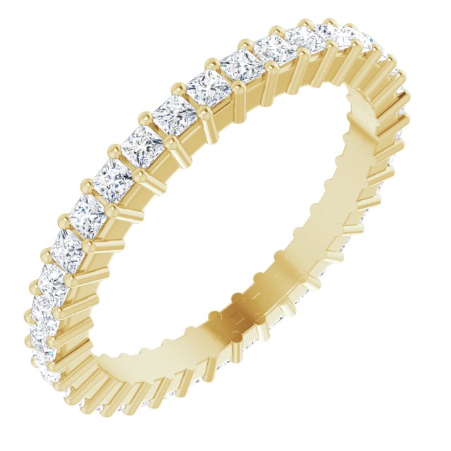 10K Gold Square Natural Diamond Shared-Prong Eternity Band – 1.5x1.5 mm Stones - Yellow Gold