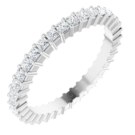 10K Gold Square Natural Diamond Shared-Prong Eternity Band – 1.5x1.5 mm Stones - White Gold