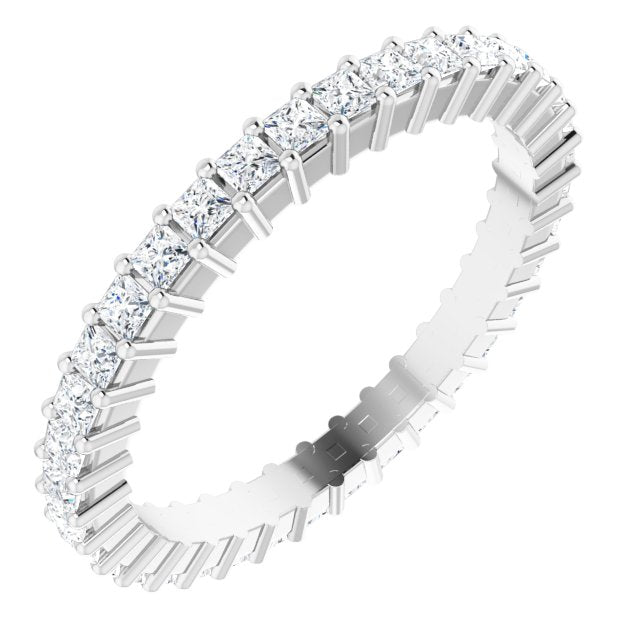 14K Gold Square Lab-Grown Diamond Shared-Prong Eternity Band – 1.5x1.5 mm Stones - White Gold
