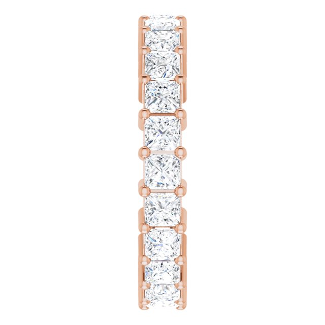 10K Gold Square Lab-Grown Diamond Shared-Prong Eternity Band – 2.5x2.5 mm Stones - Rose Gold - view 4