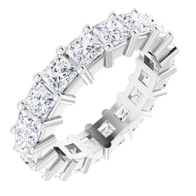 10K Gold Square Natural Diamond Shared-Prong Eternity Band – 3.25x3.25 mm Stones - White Gold