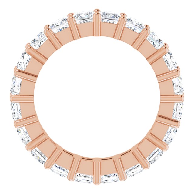 10K Gold Square Natural Diamond Shared-Prong Eternity Band – 3x3 mm Stones - Rose Gold - view 2