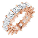 10K Gold Square Natural Diamond Shared-Prong Eternity Band – 4x4 mm Stones - Rose Gold