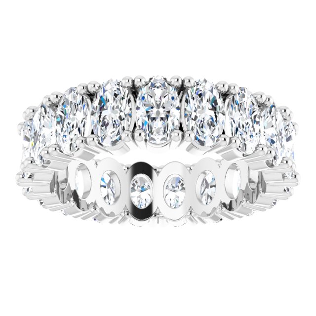 10K Gold Oval Lab-Grown Diamond Shared-Prong Eternity Band – 5x3 mm Stones - White Gold - view 3