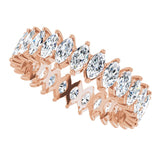 14K Gold Marquise Natural Diamond Shared-Prong Eternity Band – 4x2 mm Stones - Rose Gold - view 5