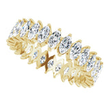 14K Gold Marquise Natural Diamond Shared-Prong Eternity Band – 4x2 mm Stones - Yellow Gold - view 5