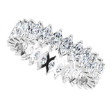 14K Gold Marquise Natural Diamond Shared-Prong Eternity Band – 4x2 mm Stones - White Gold - view 5