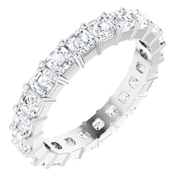 Platinum Asscher Lab-Grown Diamond Shared-Prong Eternity Band – 2.6x2.6 mm Stones