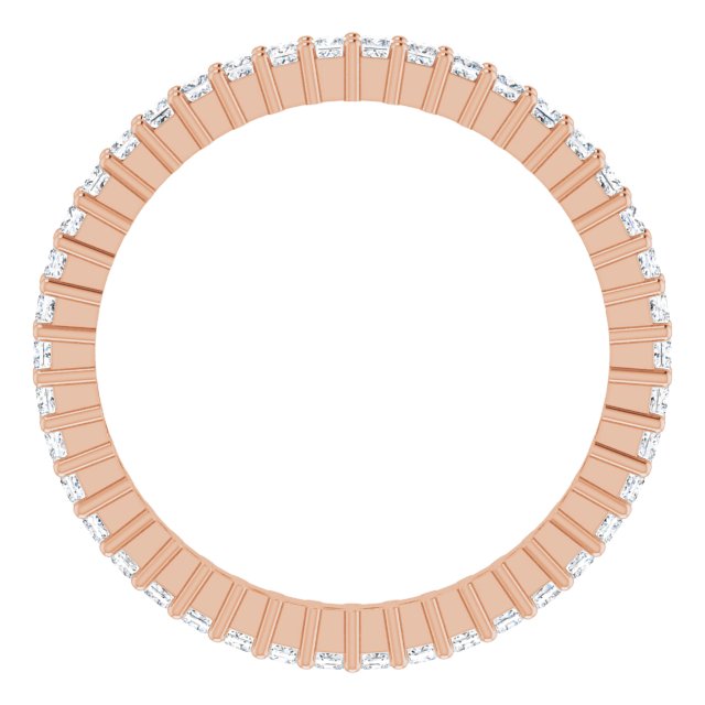 10K Gold Square Lab-Grown Diamond Shared-Prong Eternity Band – 1.25x1.25 mm Stones - Rose Gold - view 2