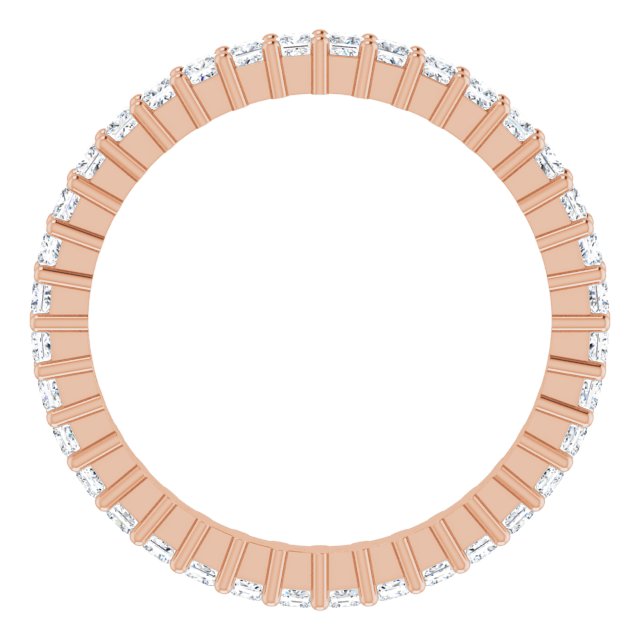 10K Gold Square Lab-Grown Diamond Shared-Prong Eternity Band – 1.5x1.5 mm Stones - Rose Gold - view 2