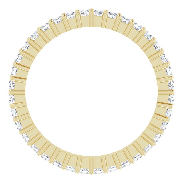 14K Gold Square Lab-Grown Diamond Shared-Prong Eternity Band – 1.5x1.5 mm Stones - Yellow Gold - view 2