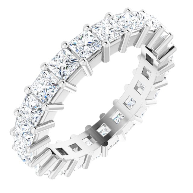 10K Gold Square Natural Diamond Shared-Prong Eternity Band – 2.75x2.75 mm Stones - White Gold
