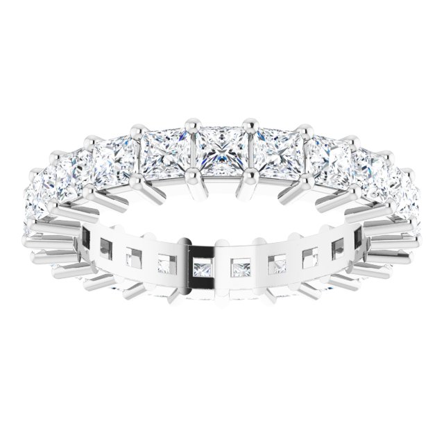 10K Gold Square Natural Diamond Shared-Prong Eternity Band – 2.5x2.5 mm Stones - White Gold - view 3
