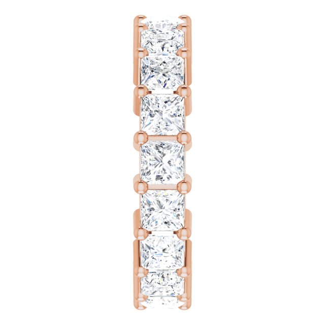 10K Gold Square Natural Diamond Shared-Prong Eternity Band – 3.25x3.25 mm Stones - Rose Gold - view 4