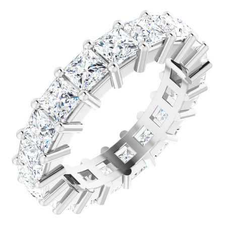 10K Gold Square Lab-Grown Diamond Shared-Prong Eternity Band – 3.25x3.25 mm Stones - White Gold