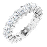 10K Gold Square Natural Diamond Shared-Prong Eternity Band – 3x3 mm Stones - White Gold