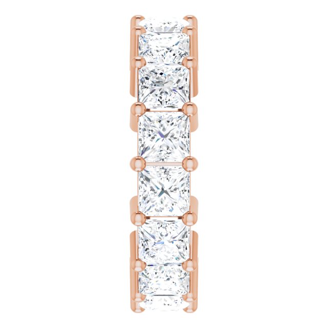 10K Gold Square Natural Diamond Shared-Prong Eternity Band – 4x4 mm Stones - Rose Gold - view 4
