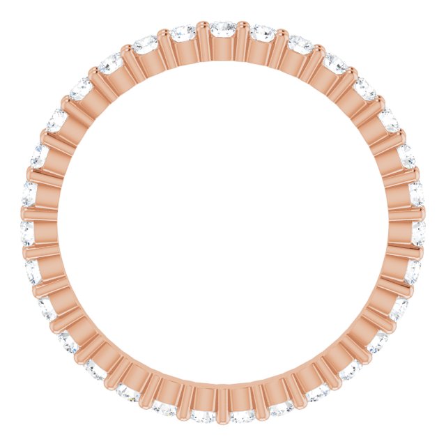 10K Gold Round Natural Diamond Shared-Prong Eternity Band – 1.7 mm Stones - Rose Gold - view 2