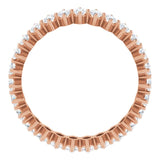 14K Gold Marquise Natural Diamond Shared-Prong Eternity Band – 4x2 mm Stones - Rose Gold - view 2