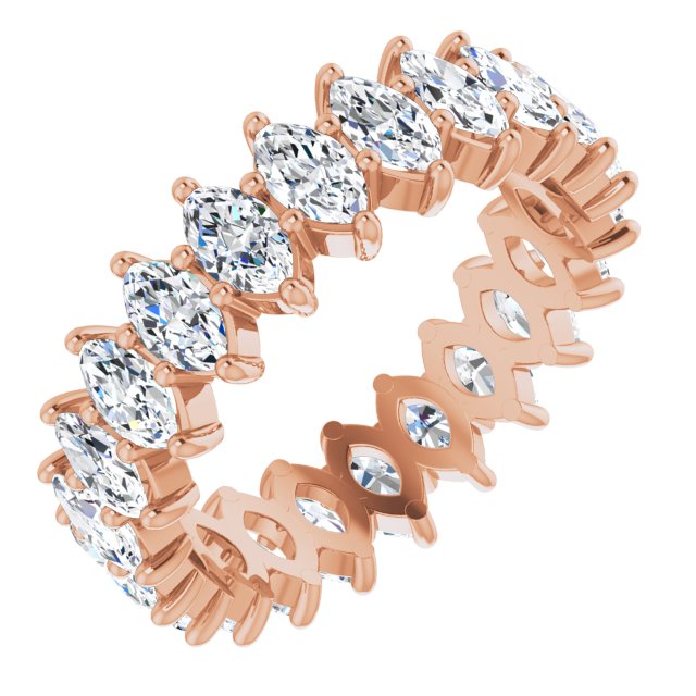 14K Gold Marquise Natural Diamond Shared-Prong Eternity Band – 4.5x2.5 mm Stones - Rose Gold