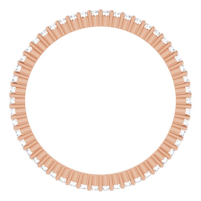 10K Gold Round Natural Diamond Shared-Prong Eternity Band – 1 mm Stones - Rose Gold - view 2
