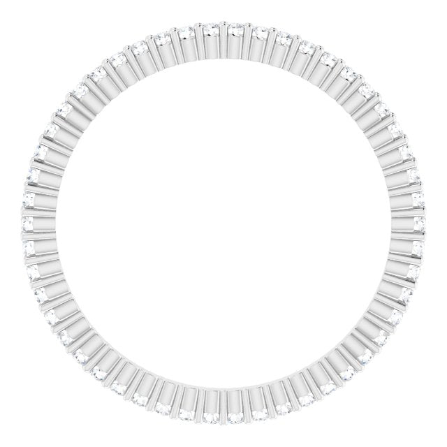 10K Gold Round Lab-Grown Diamond Shared-Prong Eternity Band – 1 mm Stones - White Gold - view 2