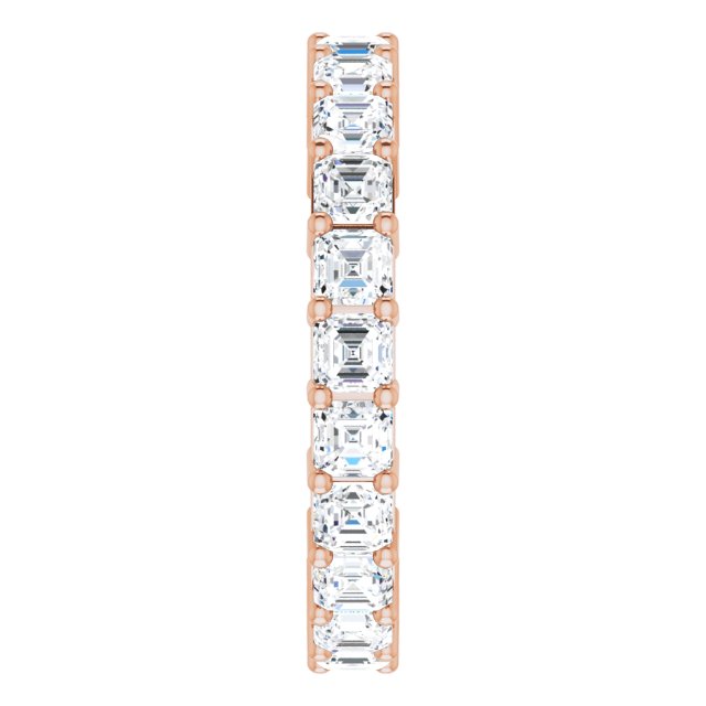 14K Gold Asscher Lab-Grown Diamond Shared-Prong Eternity Band – 2.6x2.6 mm Stones - Rose Gold - view 4