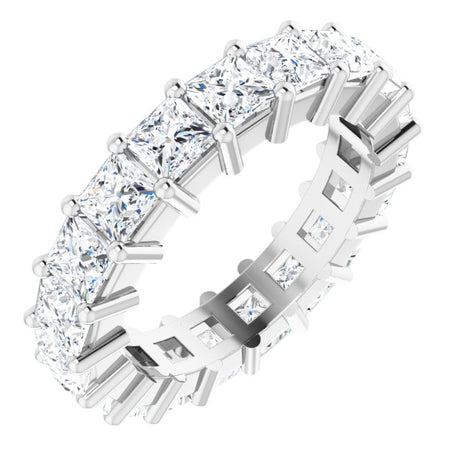 10K Gold Square Lab-Grown Diamond Shared-Prong Eternity Band – 3.25x3.25 mm Stones - White Gold