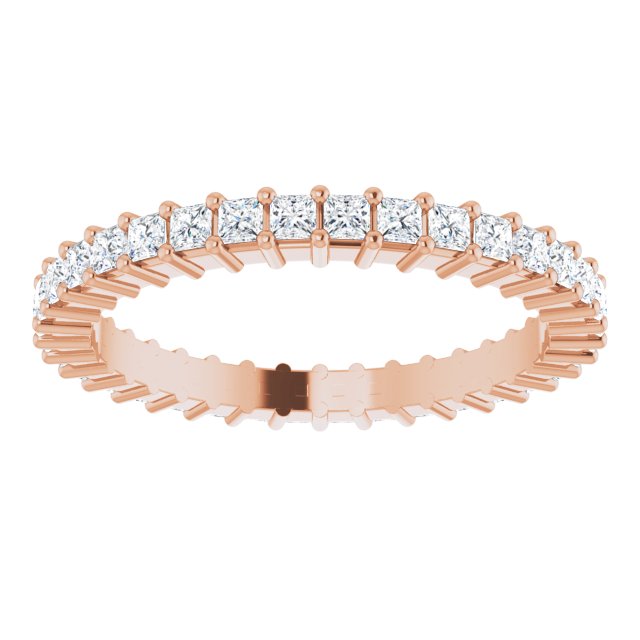 10K Gold Square Natural Diamond Shared-Prong Eternity Band – 1.5x1.5 mm Stones - Rose Gold - view 3