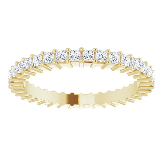 14K Gold Square Lab-Grown Diamond Shared-Prong Eternity Band – 1.5x1.5 mm Stones - Yellow Gold - view 3