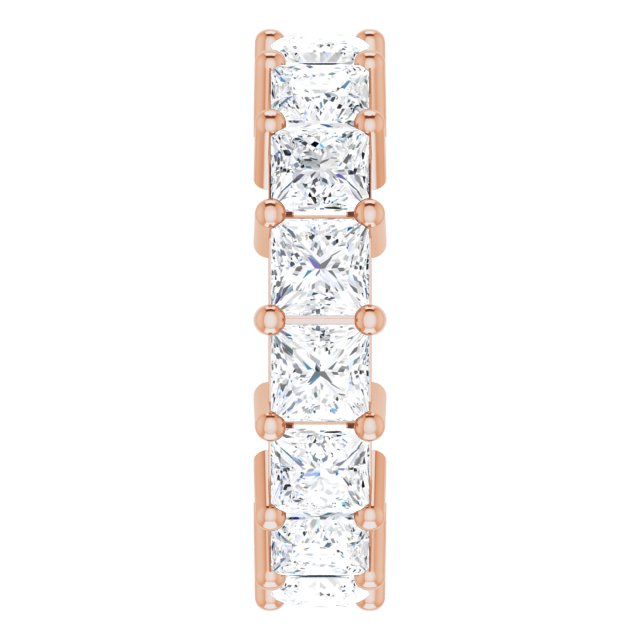 10K Gold Square Lab-Grown Diamond Shared-Prong Eternity Band – 4x4 mm Stones - Rose Gold - view 4