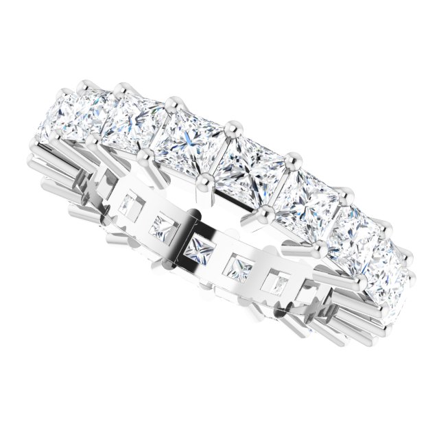 10K Gold Square Lab-Grown Diamond Shared-Prong Eternity Band – 3x3 mm Stones - White Gold - view 5
