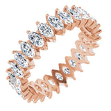 14K Gold Marquise Natural Diamond Shared-Prong Eternity Band – 4x2 mm Stones - Rose Gold