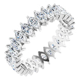 14K Gold Marquise Natural Diamond Shared-Prong Eternity Band – 4x2 mm Stones - White Gold