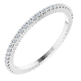 10K Gold Round Natural Diamond Shared-Prong Eternity Band – 1 mm Stones - White Gold