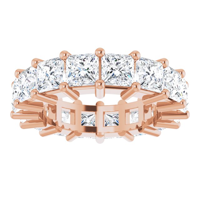 10K Gold Square Lab-Grown Diamond Shared-Prong Eternity Band – 4x4 mm Stones - Rose Gold - view 3