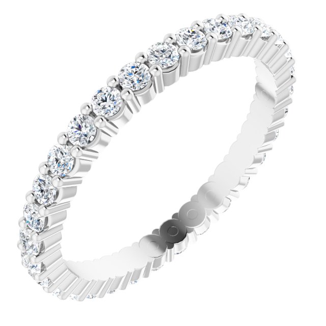 14K Gold Round Lab-Grown Diamond Shared-Prong Eternity Band – 1.7 mm Stones - White Gold