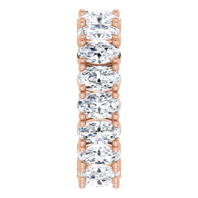 10K Gold Oval Lab-Grown Diamond Shared-Prong Eternity Band – 5x3 mm Stones - Rose Gold - view 4