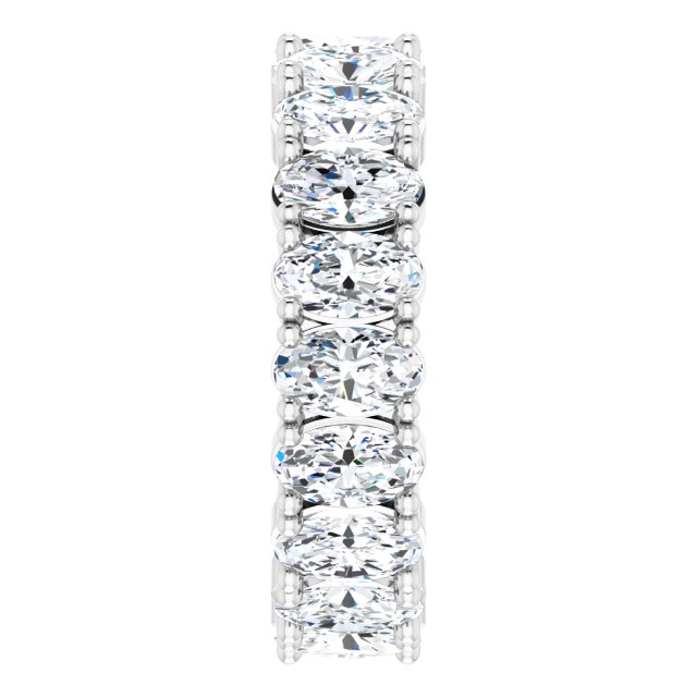 10K Gold Oval Lab-Grown Diamond Shared-Prong Eternity Band – 5x3 mm Stones - White Gold - view 4